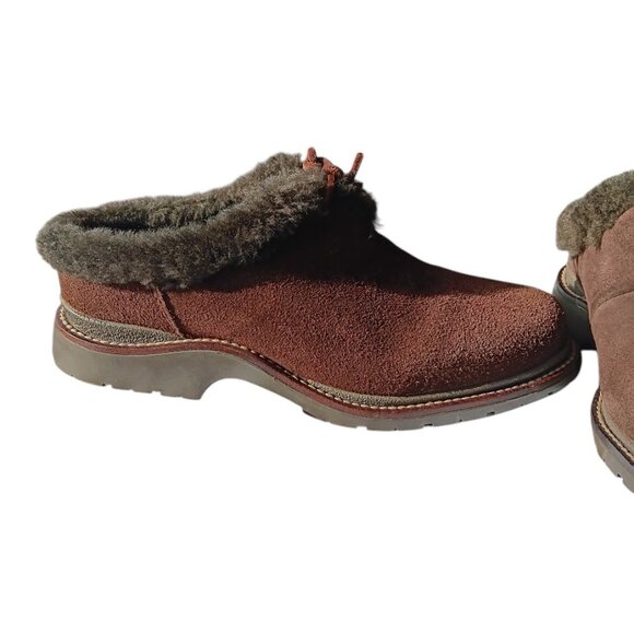 L.L.Bean Women’s Suede Casual Winter Ankle Boots Size 8 Brown Shearling Lined - Picture 3 of 14